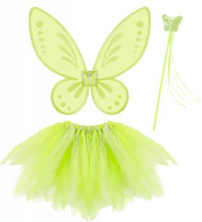 Sada motýl - zelené křídla, sukénka a hůlku