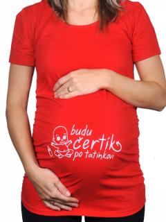 Těhotenské tričko - Budu čertík Barva: červená