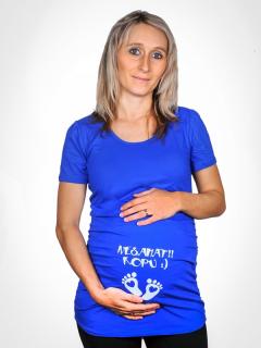 Těhotenské tričko - Nesahat, kopu Barva: Modrá