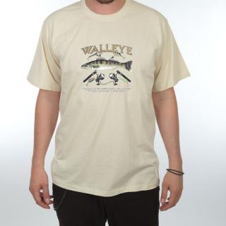 Tričko s potiskem pro rybáře - Walleye Barva: Písková, Velikost: XXL