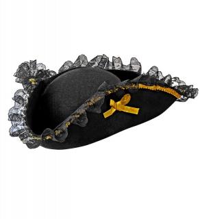 Třírohý klobouk s černou krajkou