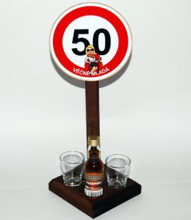 Značka s panákama a flaštičkou k výročí narození věk: 50 - žena