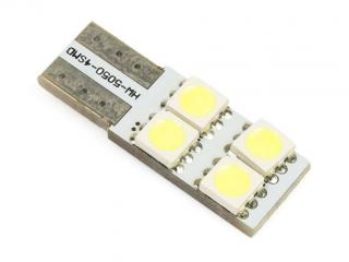 Superlight LED autožárovka T10 W5W 12V 4 Led diody jednostanná SMD 5050 bílá 6500K CANBUS