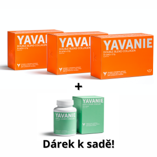 Sada YAVANIE Double Blend Collagen - 3 balení (90 sáčků) + dárek