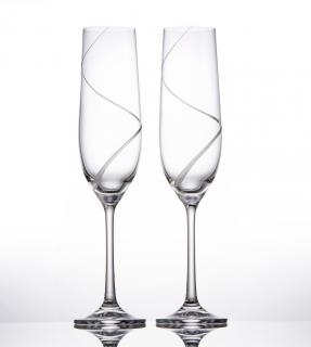 Bohemia Crystal sklenice na šumivé víno 190 ml dekor ATLANTIS, 2 ks (Ručně broušené skleničky)