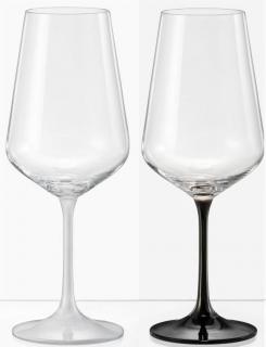 Crystalex Sklenice na víno Sandra Black & White 450 ml, 2 ks