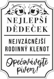 NEJLEPŠÍ DĚDEČEK pískování obrázku (Pískování obrázku na sklo z naší nabídky)