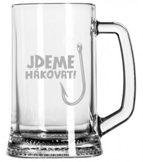 Půllitr s pískovaným motivem  Jdeme hákovat