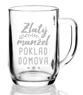 Půllitr s pískovaným motivem  Zlatý manžel