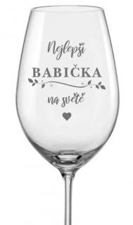Sklenička na víno  Nejlepší babička , 1 ks