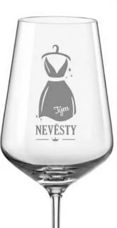 Svatební sklenička Tým nevěsty Šaty, 1 ks