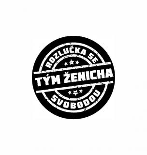 TÝM ŽENICHA LOGO, pískování obrázku (Pískování obrázku na sklo z naší nabídky)