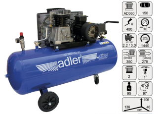 Kompresor pístový 150 l 2,2KW ADLER