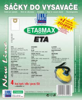Sáčky do vysavače ETA8 MAX - textilní Vůně sáčku: Classic (nevoňavý)