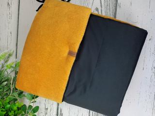Deka - černá x hořčicový fleece - vyteplená  (nepadající deka )