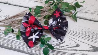 Mašle - černá s červenými květy (Mašle)