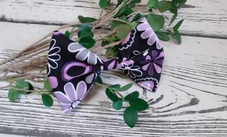 Mašle - černá s fialovými květy (Mašle)