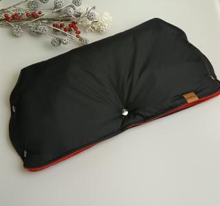 Rukávník - černý x červený fleece (rukávník na madlo kočárku)