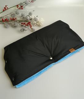 Rukávník - černý x modrý fleece (rukávník na madlo kočárku)