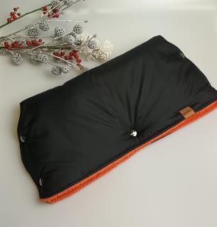 Rukávník - černý x oranžový / rezavý fleece (rukávník na madlo kočárku)