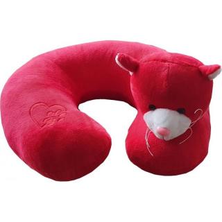 4 CAR Cestovní polštářek Kočka červená Polyester, průměr cca 28 cm