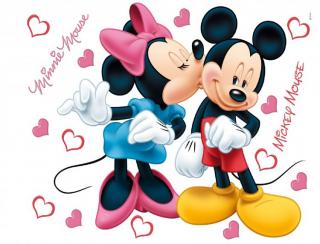 DECOFUN Maxi nálepka na zeď Mickey a Minnie love 65x85 cm