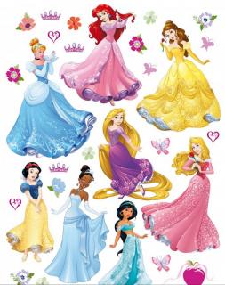 Dekorace na zeď Princezny Disney (Maxi nálepka Disney Princezny, vhodná do dětského pokoje, velké samolepky na hladké povrchy, nepoškozují povrchy, lze opakovaně lepit na zeď, 85 x 65 cm)