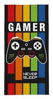 DETEXPOL Osuška Gamer Never Sleep  Bavlna - Froté, 70/140 cm