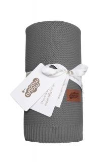 DETEXPOL Pletená deka do kočárku bavlna bambus tmavě šedá  Bavlna, Bambus, 80/100 cm