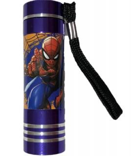 EUROSWAN Dětská hliníková LED baterka Spiderman lila Hliník, Plast,  9x2,5 cm
