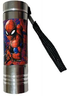 EUROSWAN Dětská hliníková LED baterka Spiderman silver Hliník, Plast,  9x2,5 cm