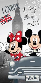 JERRY FABRICS Osuška Mickey a Minnie v Londýně  Bavlna - Froté, 70/140 cm