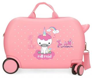 JOUMMABAGS Dětský kufřík na kolečkách Roll Road I am Unicorn coral  ABS plast, 45 cm