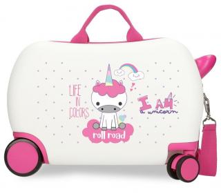 JOUMMABAGS Dětský kufřík na kolečkách Roll Road I am Unicorn white  ABS plast, 45 cm