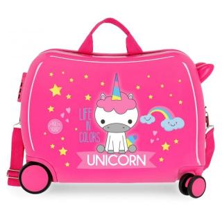 JOUMMABAGS Dětský kufřík na kolečkách Roll Road Little Me Unicorn Pink MAXI ABS plast, 50x38x20 cm, objem 34 l