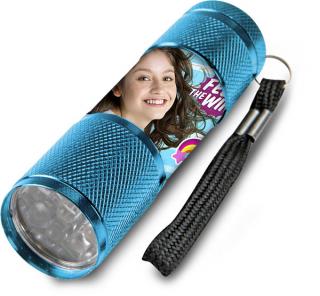 LED baterka Soy Luna modrá (Hliníková silně svítící LED svítilna s poutkem, v kapesní velikosti)