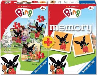 RAVENSBURGER Puzzle Bing 3v1 papír, 25,36,49 dílků + pexeso