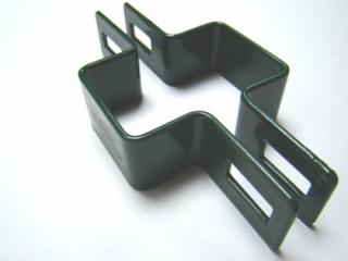 Objímka zelená čtyřhranný sloupek 60/40 průběžná  (Zn+ komaxit zelená RAL 6005)