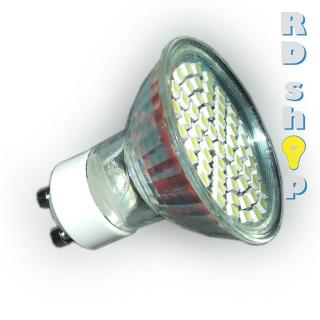 LED žárovka GU10 SMD 60 3528 230V 3W studená bílá (LED GU10)