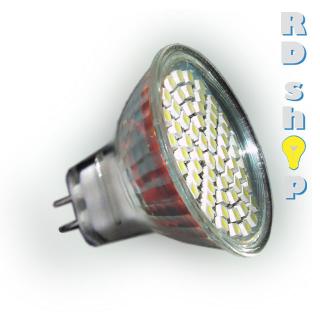 LED žárovka MR16 SMD 60 3528 12V 3W studená bílá A2 (LED MR16)