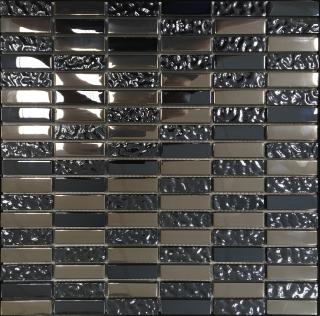 Mozaika černá mix sklo-kovová MMS704