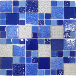 Mozaika recyklované sklo modrá PATCHWORK