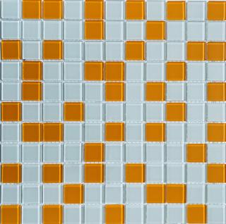 Skleněná mozaika mix bílo-oranžová