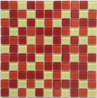 Skleněná mozaika mix červeno-bílá