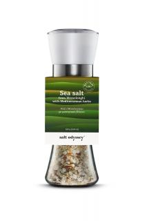 Mořská hrubá sůl se středomořskými bylinkami 160 g mlýnek Salt Odyssey