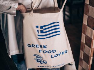 Textilní taška 380x420mm s potiskem GREEK FOOD LOVER