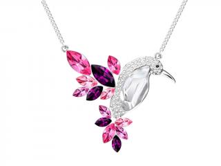 Bižuterní náhrdelník Flying Gem by Veronika, kolibřík s českým křišťálem Preciosa, růžový
