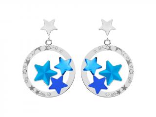 Náušnice z chirurgické oceli Virgo, hvězdy s českým křišťálem Preciosa, modré