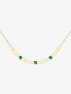 Preciosa náhrdelník Straight z chirurgické oceli, český křišťál, velký, emerald