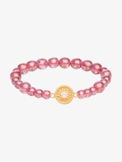 Preciosa ocelový náramek Rosina, práskané perle, růžový